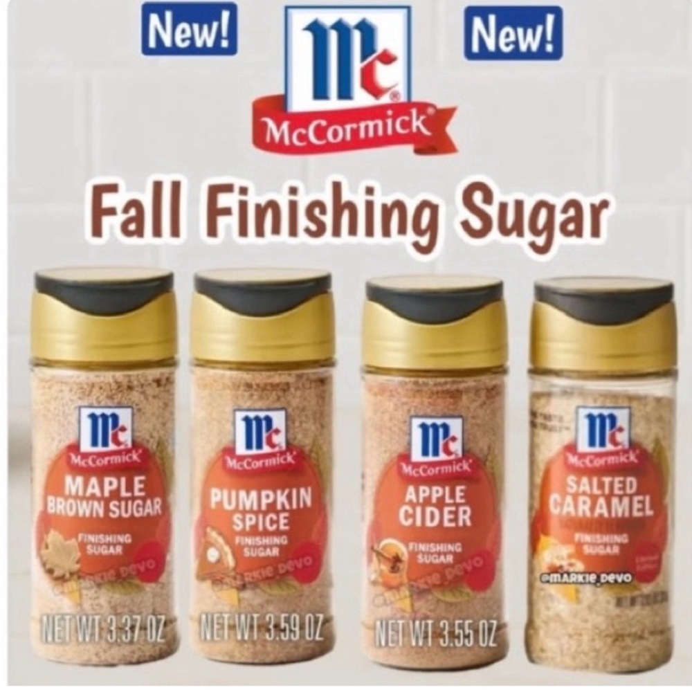 McCormick Finishing Sugars bundle of 4
Apple /Caramel /Pumpkin Spice /Maple New